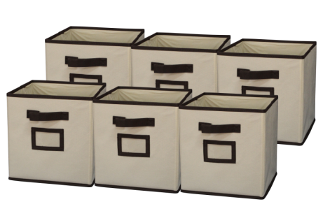 Sodynee Foldable Cloth Storage Cube , 6 Pack, Coffee/Beige