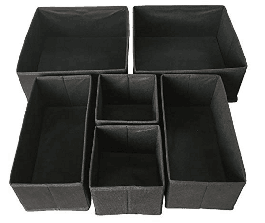 Sodynee Foldable Drawer Organizer,6 Pack, Black