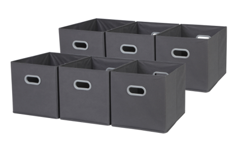 Foldable Cloth Storage Cube,6 Pack, Grey,12
