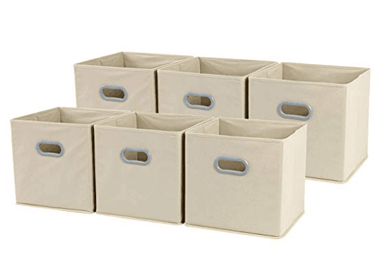 Foldable Cloth Storage Cube, 6 Pack, Beige,12