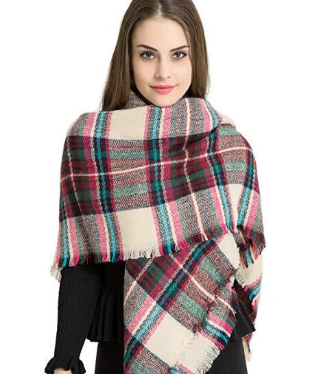 Warm Plaid Fashion Women Oversized Fringe Scarf Blanket Shawl Wraps Poncho Pashminas S139