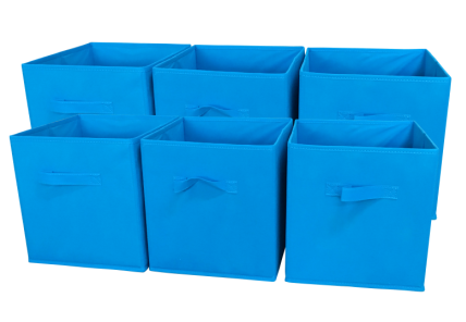 Sodynee Foldable Cloth Storage Cube, 6 Pack, Ocean Blue