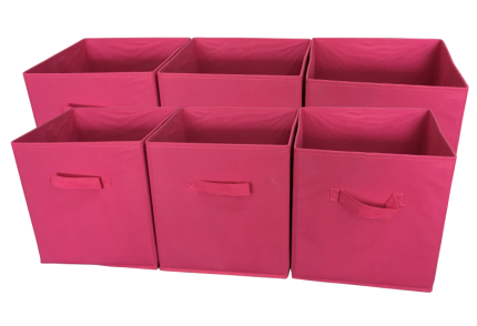 Sodynee Foldable Cloth Storage Cube, 6 Pack, Fuchsia
