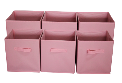 Sodynee FBA_SCB6PI Foldable Cloth Storage Cube Basket Bins Organizer Containers Drawers, 6 Pack, Pink, 11 x 10.5 x 10.5 In, New