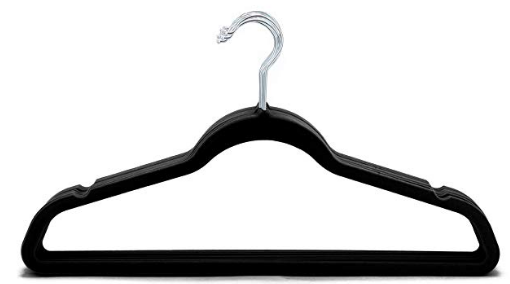 Sodynee Ultra Thin Non-Slip Velvet Clothes Hanger, Pack of 50, Black